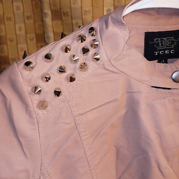 NWT TCEC Dusty rose studded moto jacket - Picture 3 of 9